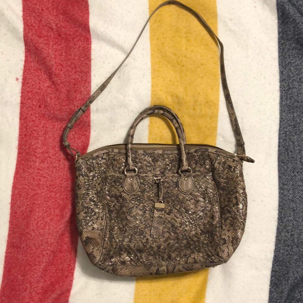 Cole Haan large faux snakeskin cross body